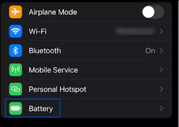 Tap on Battery