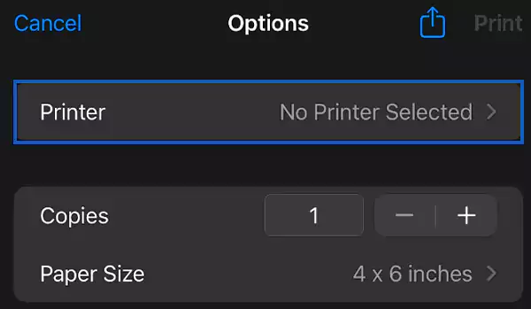 Tap on Printer