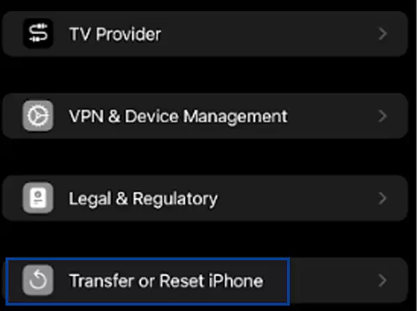Transfer or Reset iPhone
