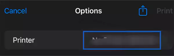 You can see your connected printer name next to the Printer option