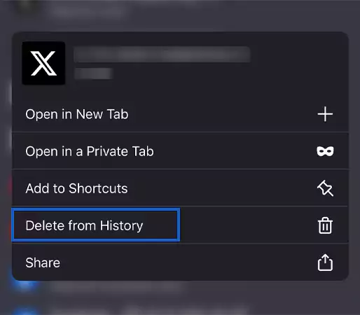 Choose the Delete from History option