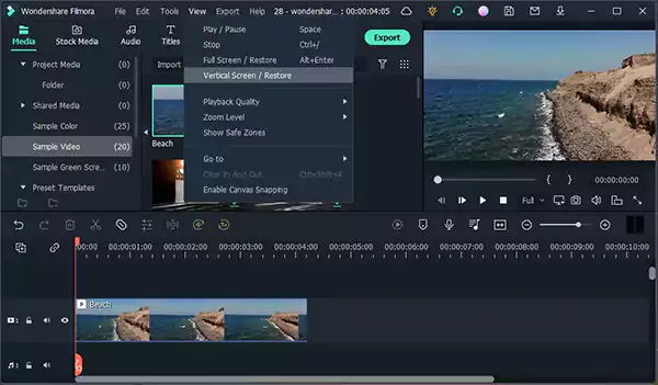 Filmora Interface