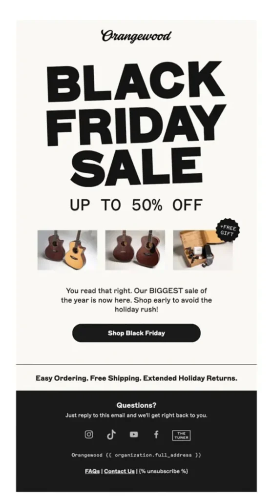 Example of - The black friday sale starts now