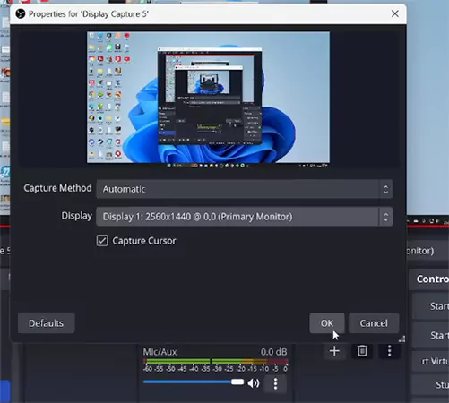 Choose Capture Method and Display