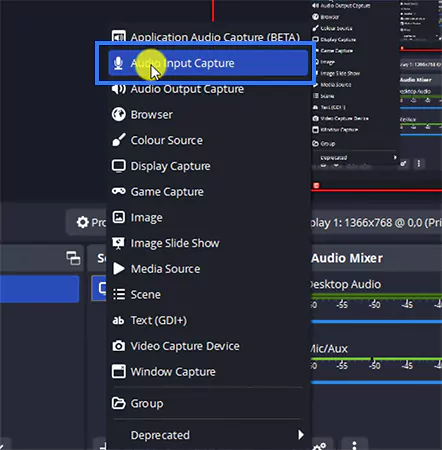 Select Audio Input Capture
