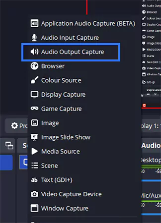 Select Audio Output Capture