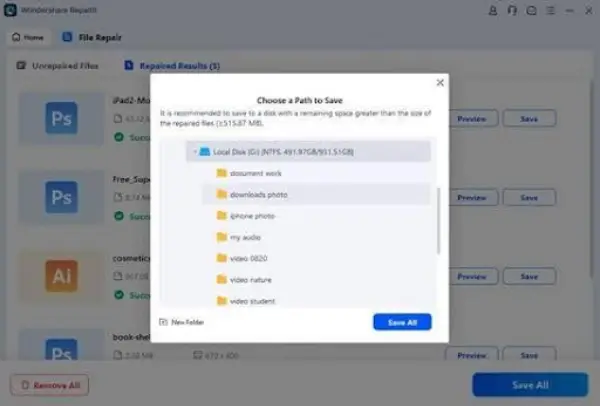 Save the Repaired File