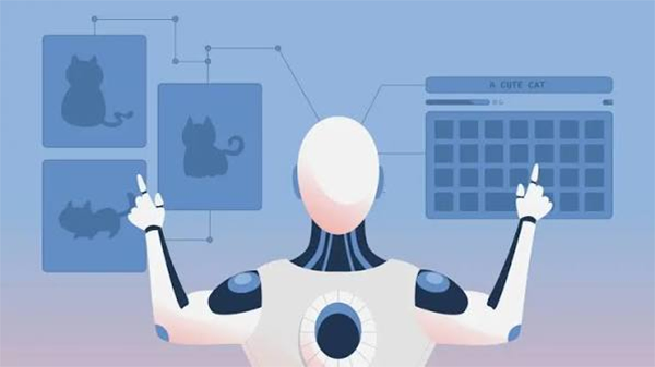 Image of a robot taking and separating notes and categories