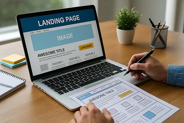 SaaS landing page framework describing product specification, proof, and conversion details.